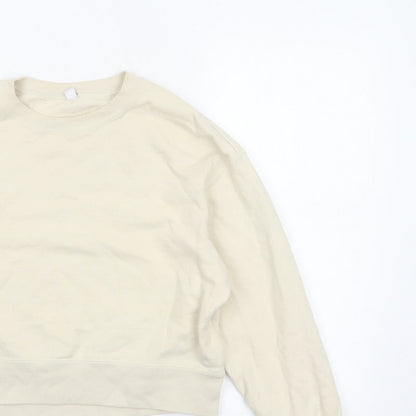 Uniqlo Women Ivory XS Pullover Crew Neck Cotton Sweatshirt