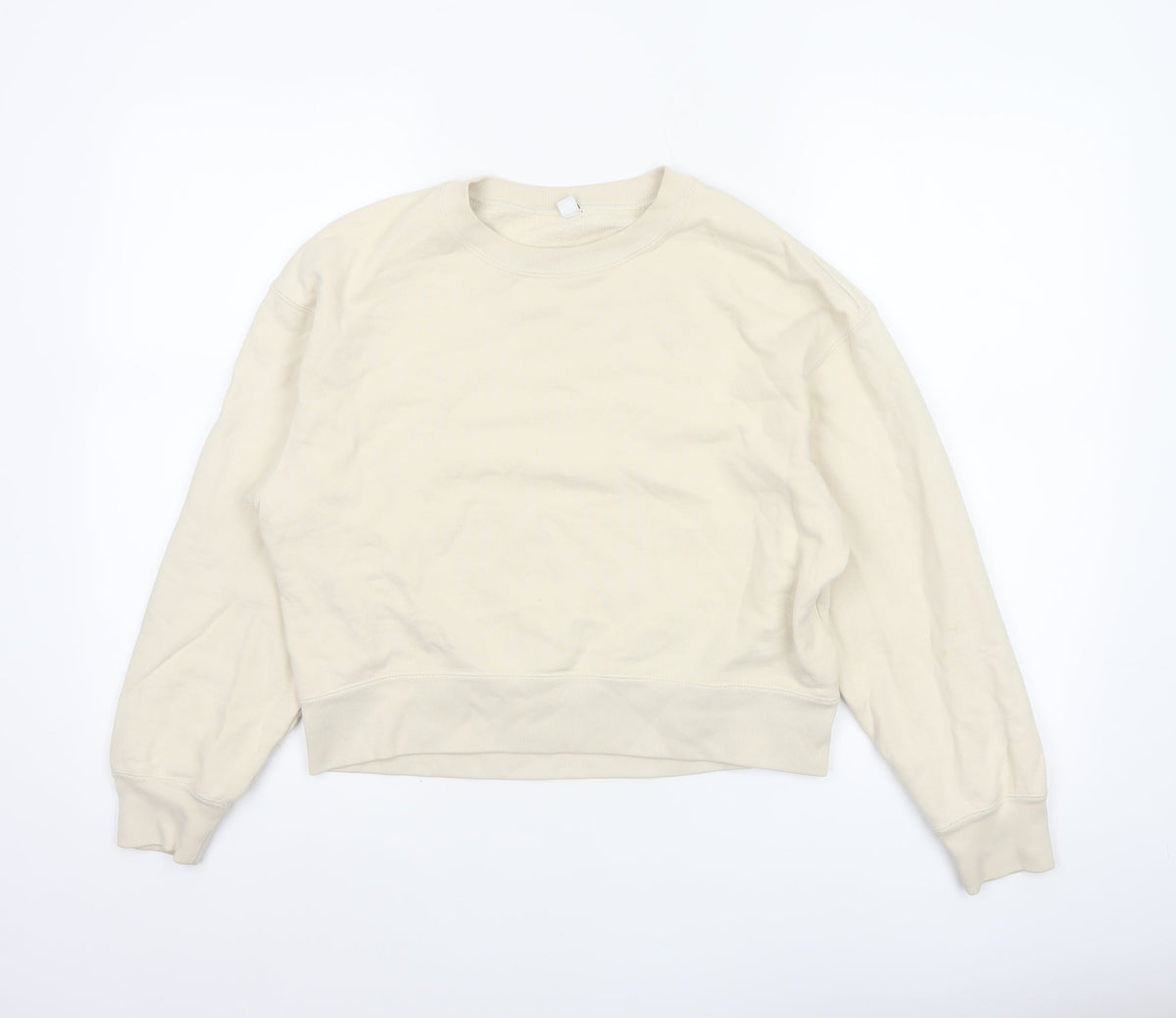 Uniqlo Women Ivory XS Pullover Crew Neck Cotton Sweatshirt