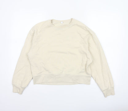 Uniqlo Women Ivory XS Pullover Crew Neck Cotton Sweatshirt