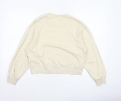 Uniqlo Women Ivory XS Pullover Crew Neck Cotton Sweatshirt