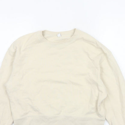 Uniqlo Women Ivory XS Pullover Crew Neck Cotton Sweatshirt
