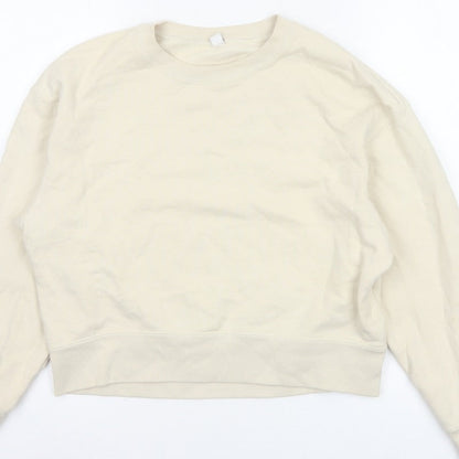 Uniqlo Women Ivory XS Pullover Crew Neck Cotton Sweatshirt