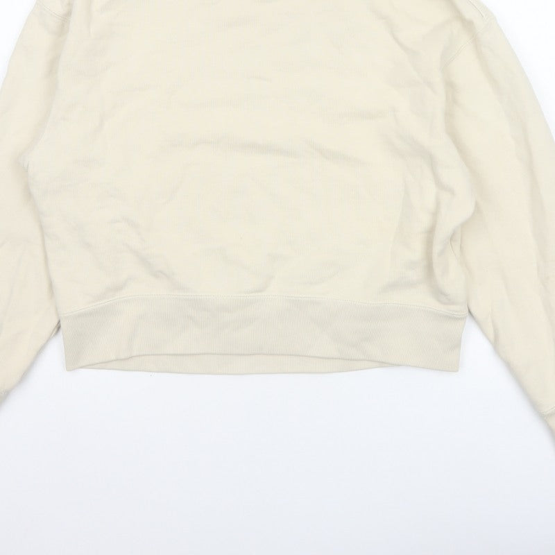 Uniqlo Women Ivory XS Pullover Crew Neck Cotton Sweatshirt