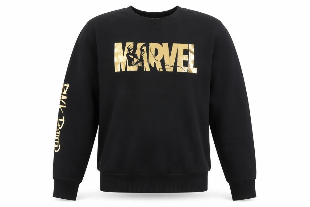 Marvel Men’s Black M Gold Darth Vader Graphic Print Crew Neck Sweatshirt
