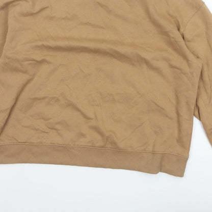 H&M Women Beige M Pullover Sweatshirt Crew Neck Fleece Cotton Blend