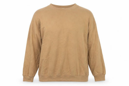 H&M Women Beige M Pullover Sweatshirt Crew Neck Fleece Cotton Blend