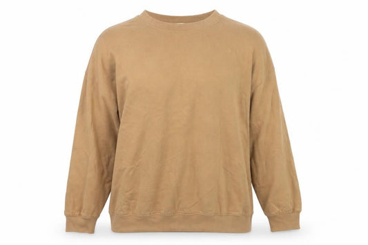 H&M Women Beige M Pullover Sweatshirt Crew Neck Fleece Cotton Blend