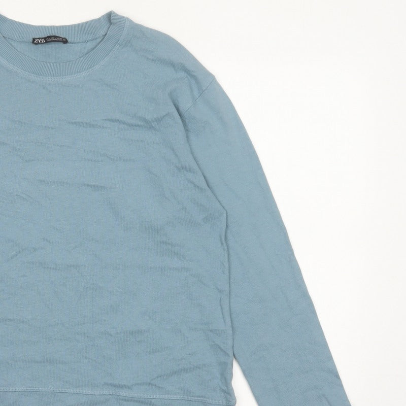 Zara Women Blue UK 14 Jersey Crew Neck Long Sleeve Sweatshirt