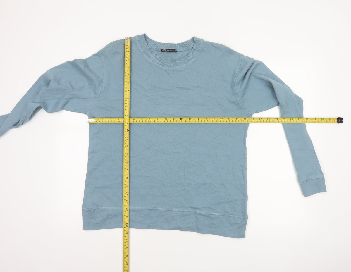 Zara Women Blue UK 14 Jersey Crew Neck Long Sleeve Sweatshirt