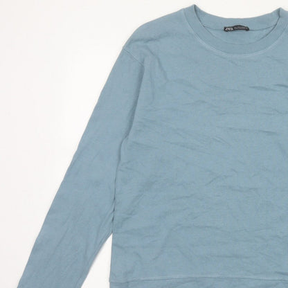 Zara Women Blue UK 14 Jersey Crew Neck Long Sleeve Sweatshirt