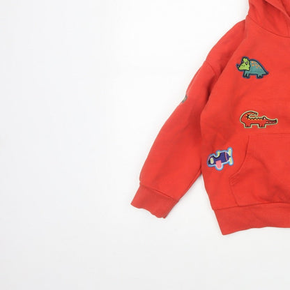 Next Unisex Kids Red 5-6 Years Pullover Hoodie Dinosaur Patches
