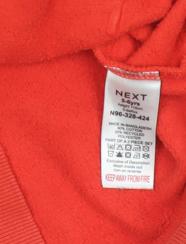 Next Unisex Kids Red 5-6 Years Pullover Hoodie Dinosaur Patches