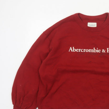 Abercrombie & Fitch Women’s Red XL Logo Crew Neck Pullover Sweatshirt