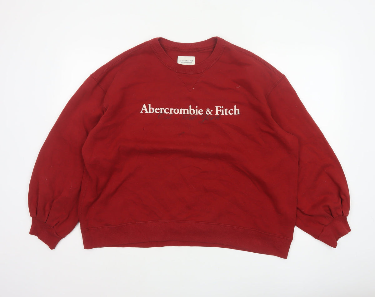 Abercrombie & Fitch Women’s Red XL Logo Crew Neck Pullover Sweatshirt