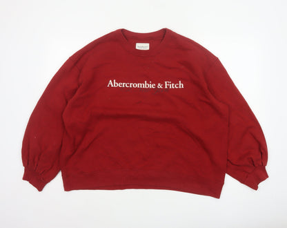 Abercrombie & Fitch Women’s Red XL Logo Crew Neck Pullover Sweatshirt