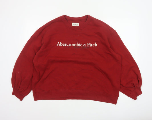 Abercrombie & Fitch Women’s Red XL Logo Crew Neck Pullover Sweatshirt