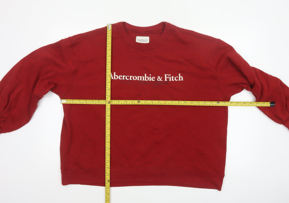 Abercrombie & Fitch Women’s Red XL Logo Crew Neck Pullover Sweatshirt