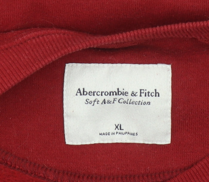 Abercrombie & Fitch Women’s Red XL Logo Crew Neck Pullover Sweatshirt