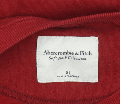Abercrombie & Fitch Women’s Red XL Logo Crew Neck Pullover Sweatshirt