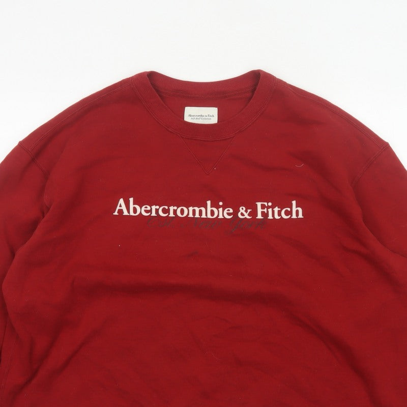 Abercrombie & Fitch Women’s Red XL Logo Crew Neck Pullover Sweatshirt