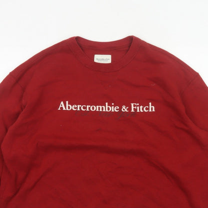 Abercrombie & Fitch Women’s Red XL Logo Crew Neck Pullover Sweatshirt