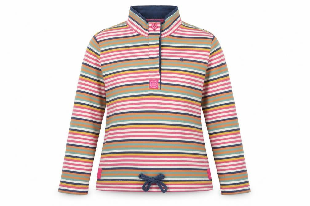 Joules Women’s Multicoloured UK 14 Striped Henley Sweatshirt