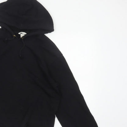 H&M Women’s Black UK 12 Pullover Hoodie Cropped Drawstring