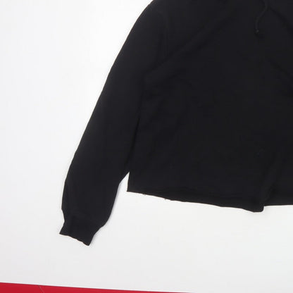 H&M Women’s Black UK 12 Pullover Hoodie Cropped Drawstring