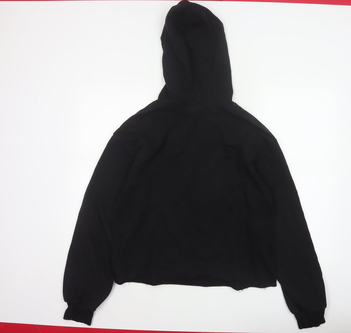 H&M Women’s Black UK 12 Pullover Hoodie Cropped Drawstring