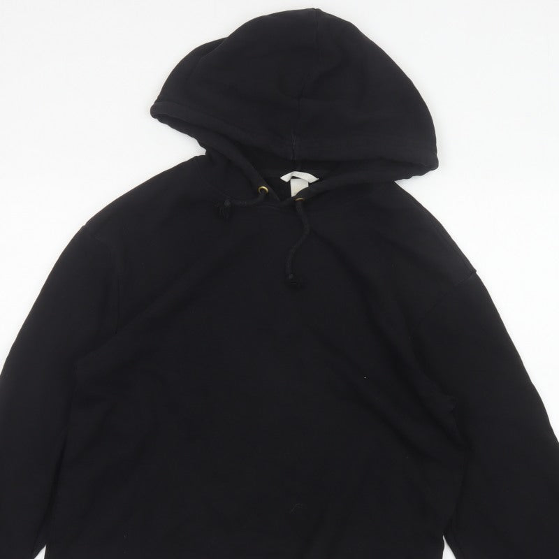 H&M Women’s Black UK 12 Pullover Hoodie Cropped Drawstring