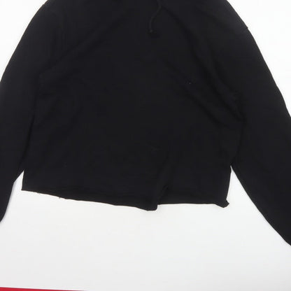 H&M Women’s Black UK 12 Pullover Hoodie Cropped Drawstring