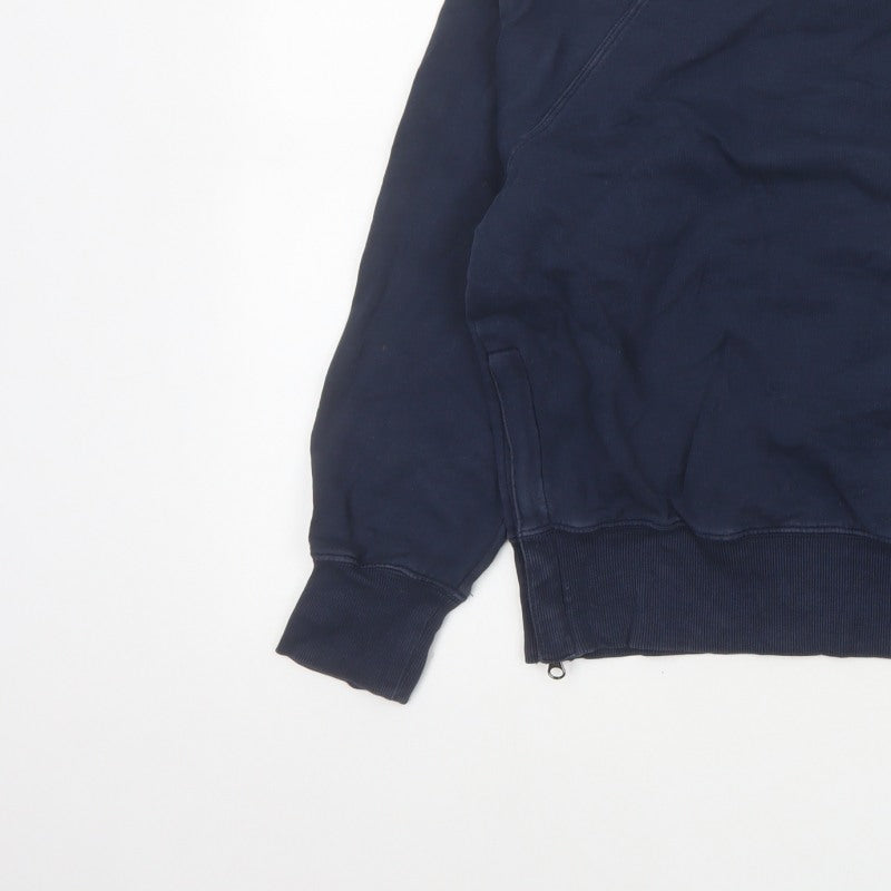 Hush Women’s Navy Blue S Pullover Crew Neck Raglan Sweatshirt Zip Pockets