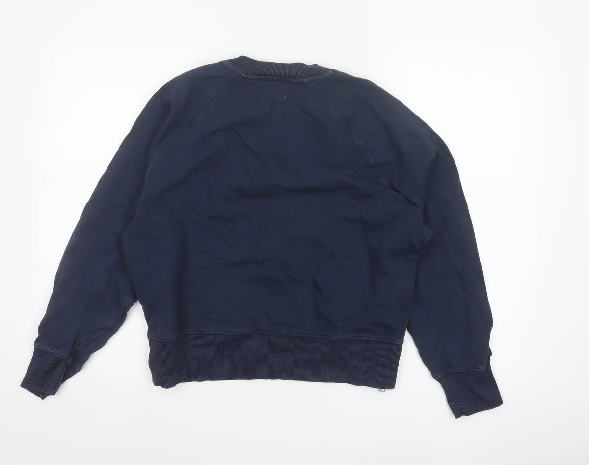 Hush Women’s Navy Blue S Pullover Crew Neck Raglan Sweatshirt Zip Pockets
