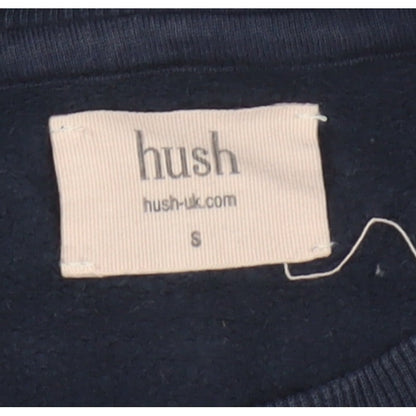 Hush Women’s Navy Blue S Pullover Crew Neck Raglan Sweatshirt Zip Pockets