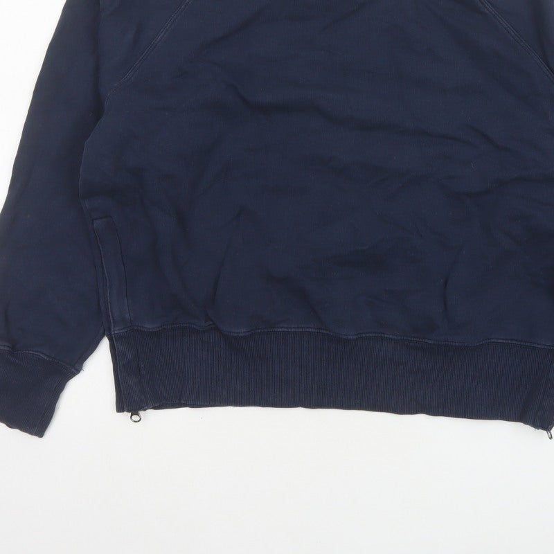 Hush Women’s Navy Blue S Pullover Crew Neck Raglan Sweatshirt Zip Pockets