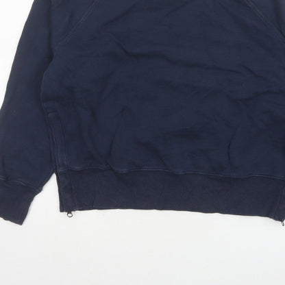 Hush Women’s Navy Blue S Pullover Crew Neck Raglan Sweatshirt Zip Pockets