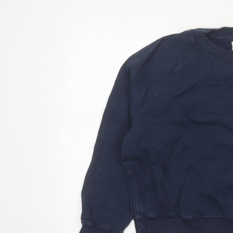 Hush Women’s Navy Blue S Pullover Crew Neck Raglan Sweatshirt Zip Pockets