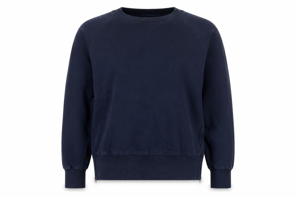 Hush Women’s Navy Blue S Pullover Crew Neck Raglan Sweatshirt Zip Pockets