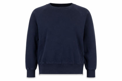 Hush Women’s Navy Blue S Pullover Crew Neck Raglan Sweatshirt Zip Pockets