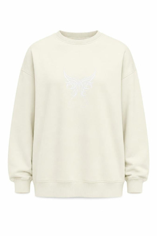 Motel Women’s Ivory XS Oversized Embroidered Tribal Sweatshirt