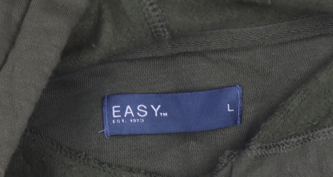 Easy Men’s Green Large Pullover Hoodie Fleece Kangaroo Pocket