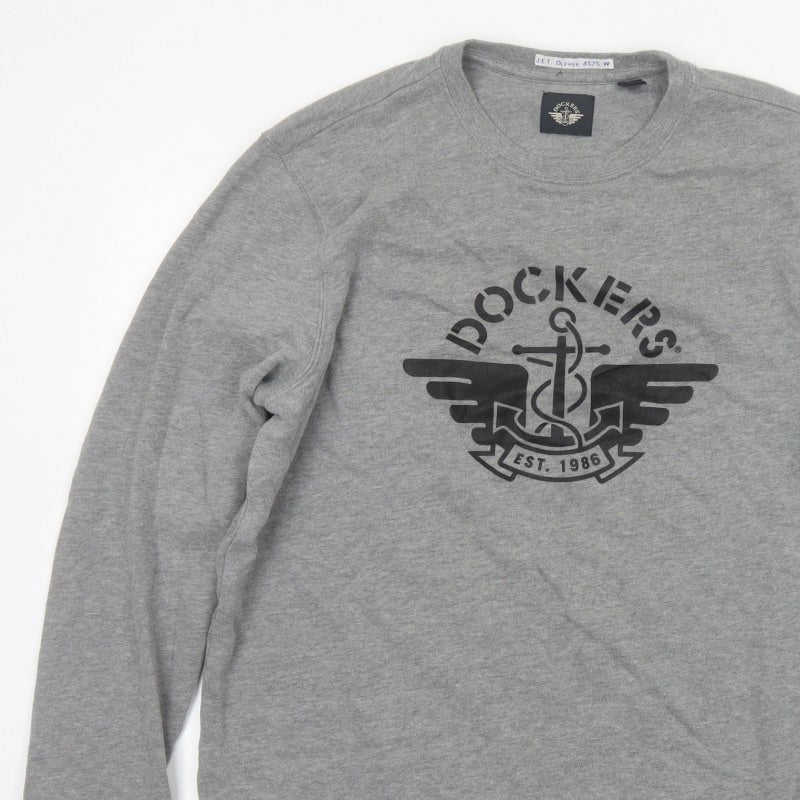 Dockers Men’s Grey L Crew Neck Pullover Nautical Logo Sweatshirt