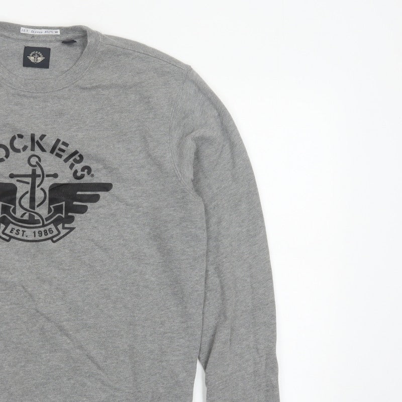 Dockers Men’s Grey L Crew Neck Pullover Nautical Logo Sweatshirt