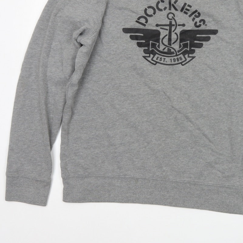 Dockers Men’s Grey L Crew Neck Pullover Nautical Logo Sweatshirt