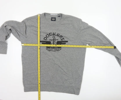 Dockers Men’s Grey L Crew Neck Pullover Nautical Logo Sweatshirt