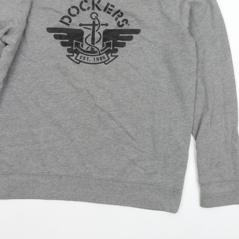 Dockers Men’s Grey L Crew Neck Pullover Nautical Logo Sweatshirt
