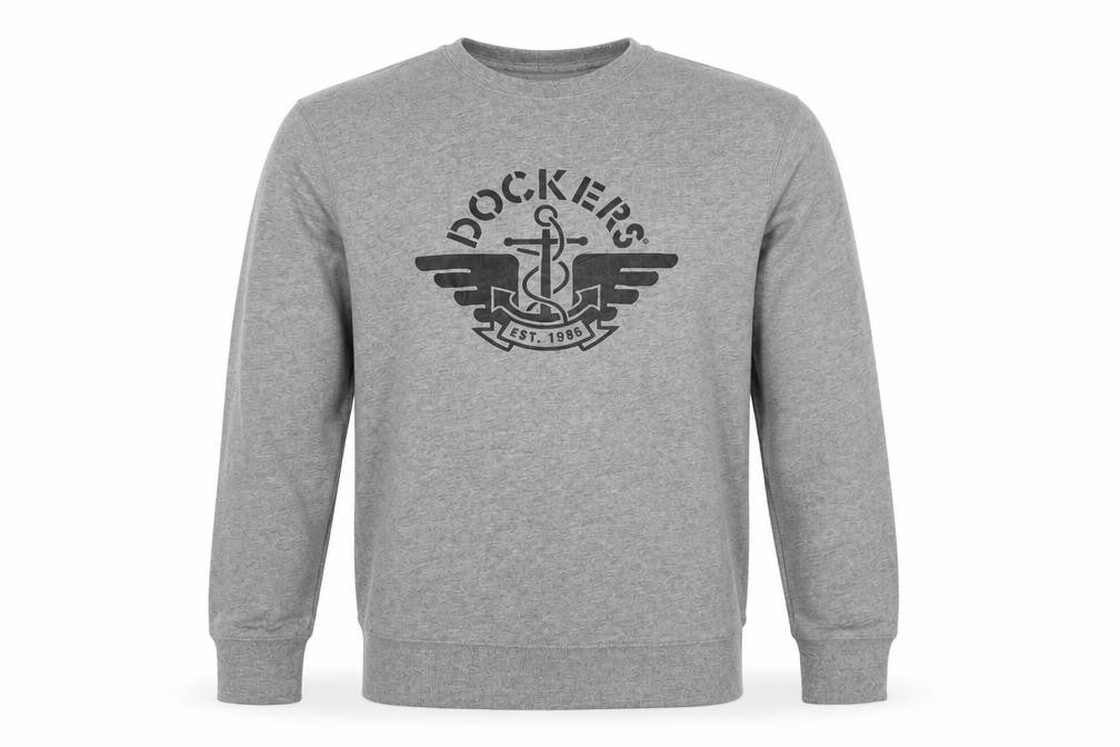 Dockers Men’s Grey L Crew Neck Pullover Nautical Logo Sweatshirt