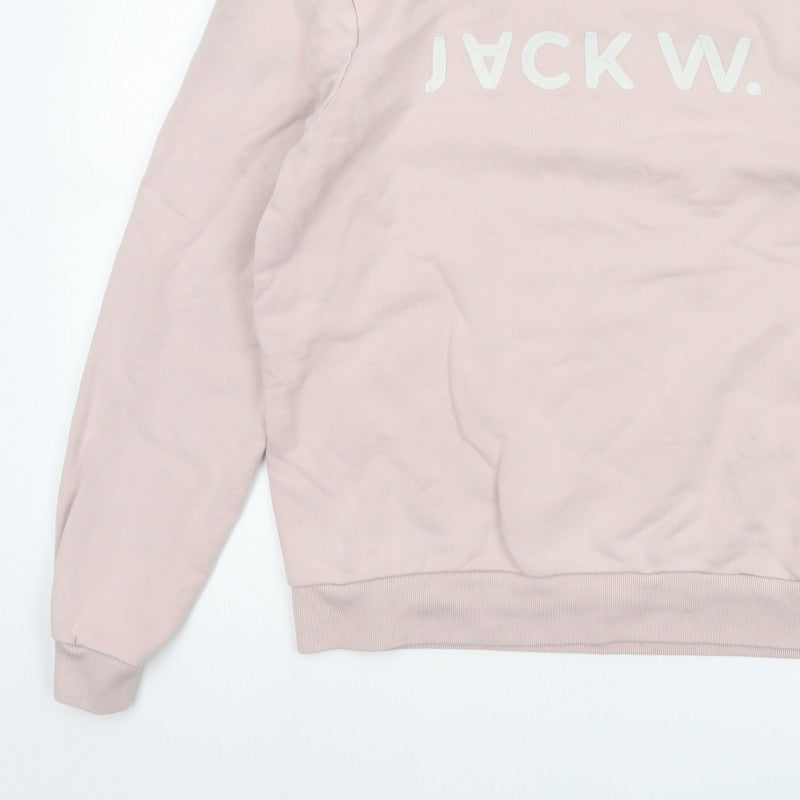 Jack Wills Men's Pink L Logo Graphic Print Crew Neck Pullover Sweatshirt