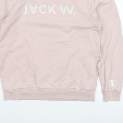 Jack Wills Men's Pink L Logo Graphic Print Crew Neck Pullover Sweatshirt