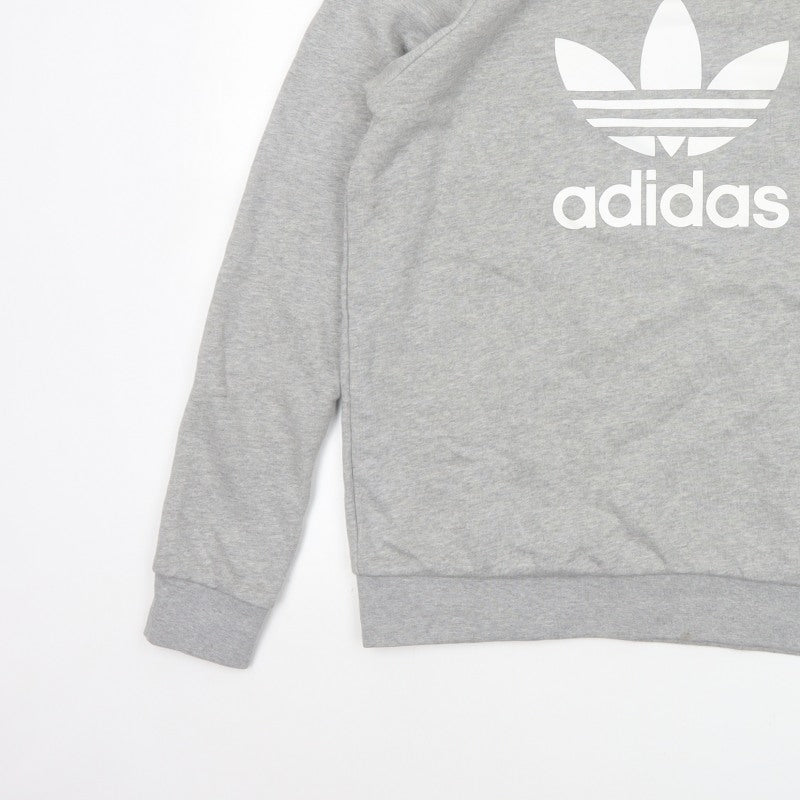 adidas Men Grey M Crew Neck Pullover Logo Graphic Sweatshirt